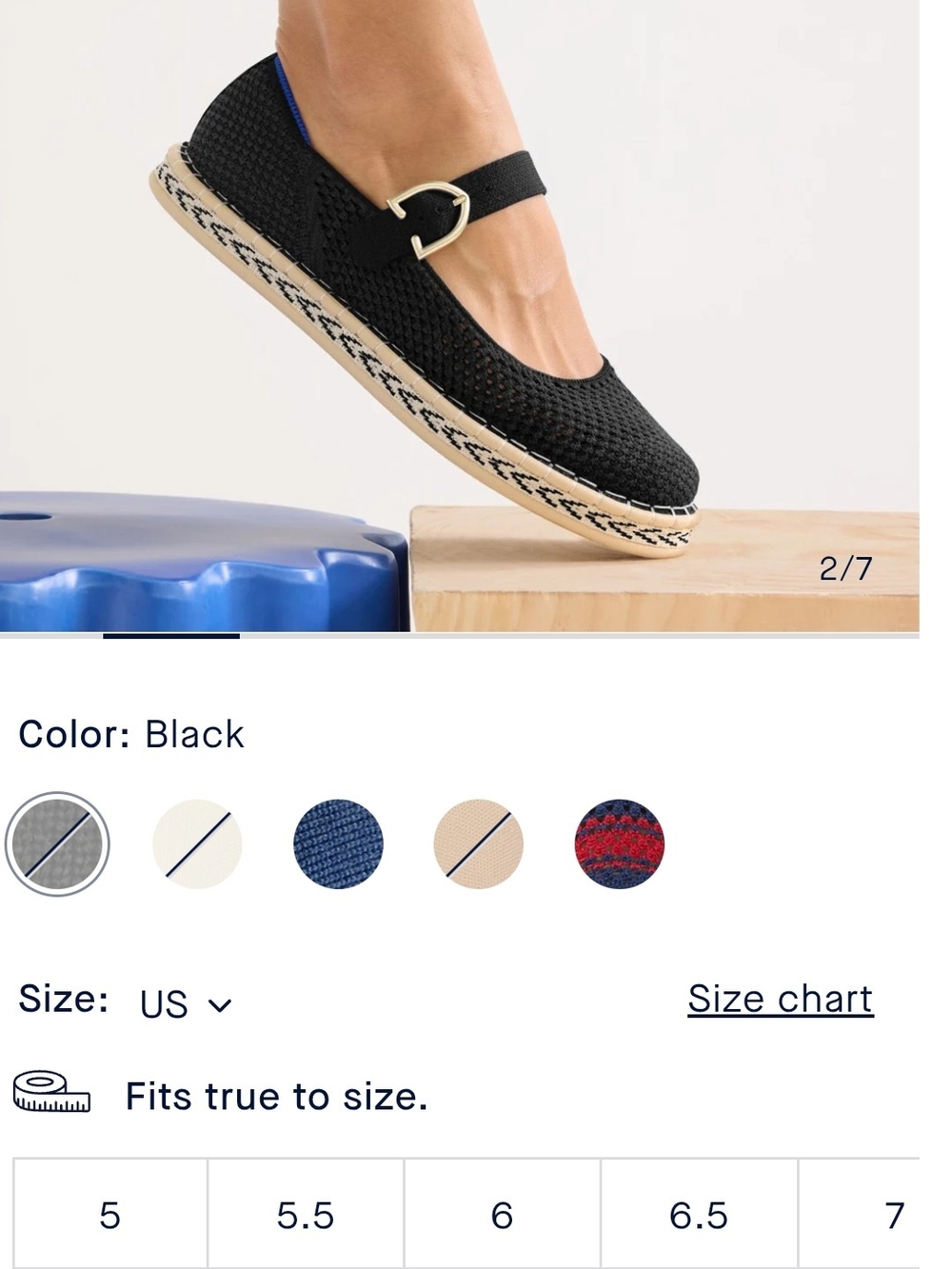 Rothy's Espadrille Mary Jane in Black with Gold Buckle - Picture 2 of 9